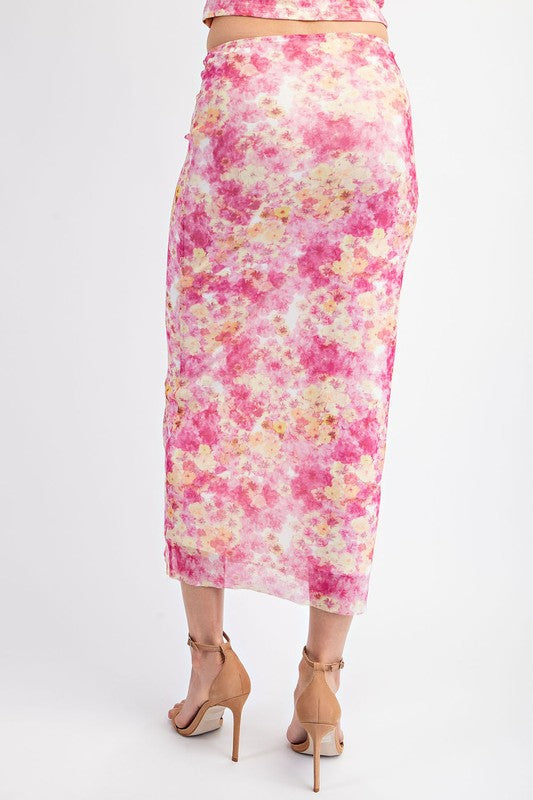 SET 039 - Lined Mesh Maxi Skirt