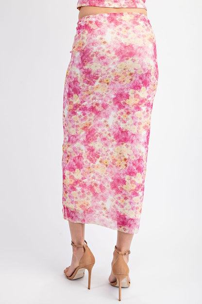 SET 039 - Lined Mesh Maxi Skirt