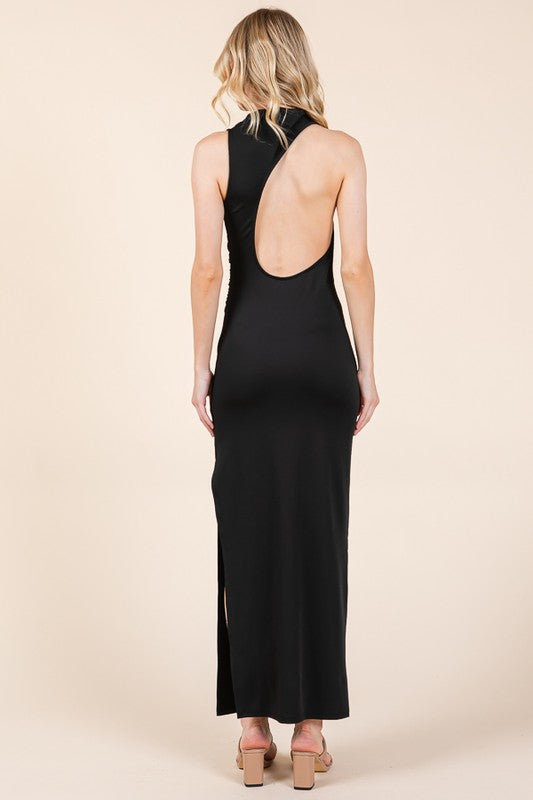 LD 563 - Cut Out Side Slit Maxi Dress