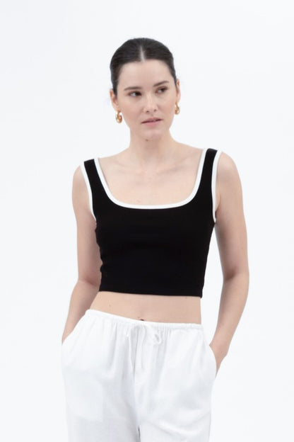 CT 2723 - Contrast Trim Cropped Tank Top