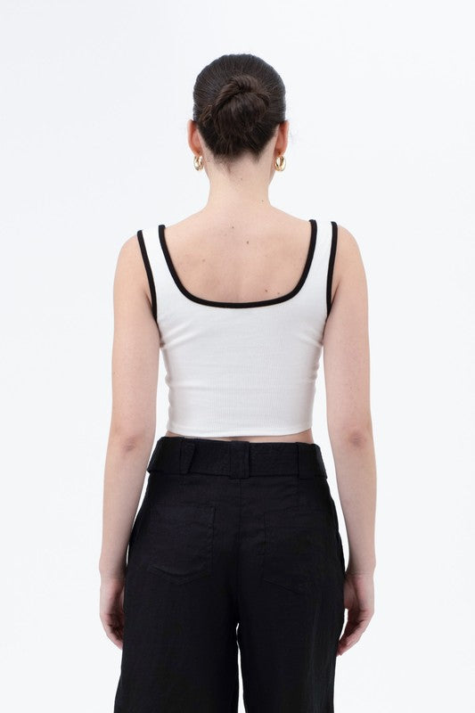 CT 2723 - Contrast Trim Cropped Tank Top