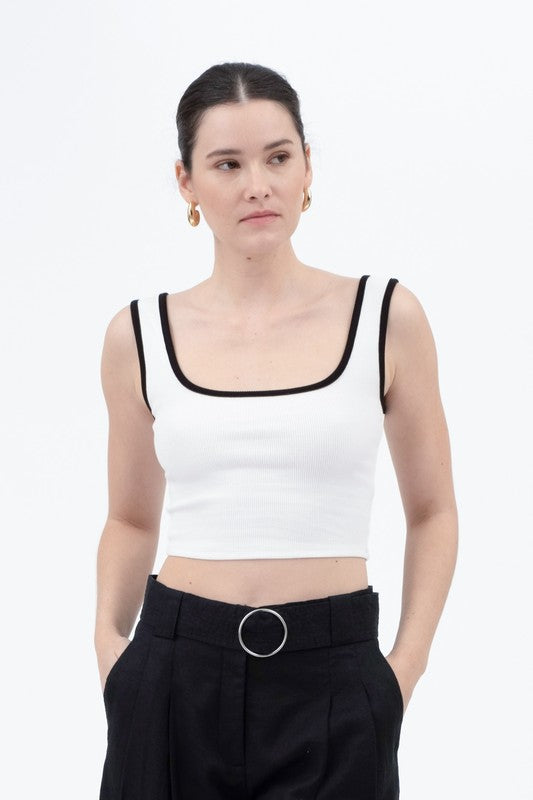 CT 2723 - Contrast Trim Cropped Tank Top