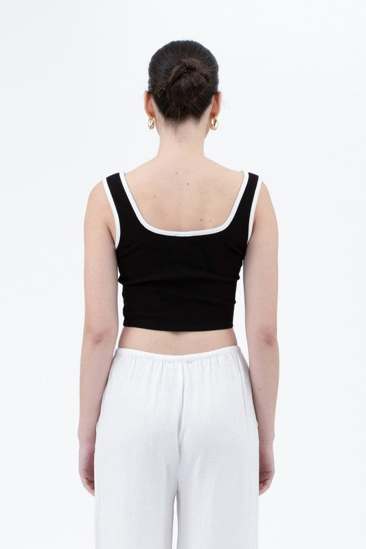 CT 2723 - Contrast Trim Cropped Tank Top