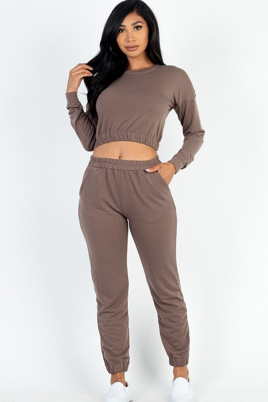 P 765 - French Terry Pullover & Jogger Set (Top Only)