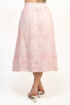 SKT 1020 - Zip Up Eyelet Midi Skirt