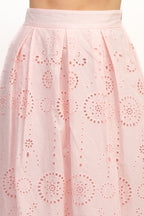 SKT 1020 - Zip Up Eyelet Midi Skirt