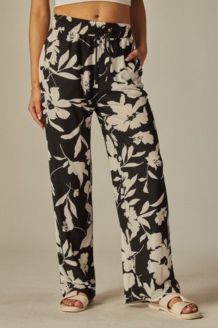 P 755 - Printed Drawstring Wide Leg Pant