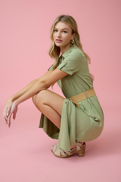 DD 1340 - Collared Button Down Midi Dress