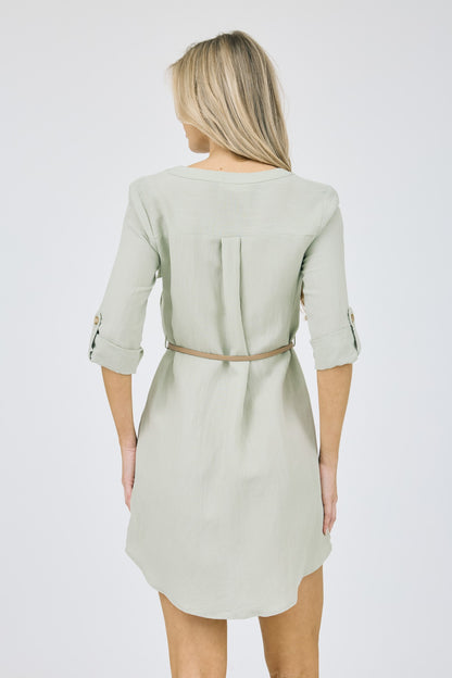 DD 1415 - 3/4 Sleeve Belted Midi Dress