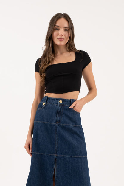 CT 2867 - Short Sleeve Corset Crop Top