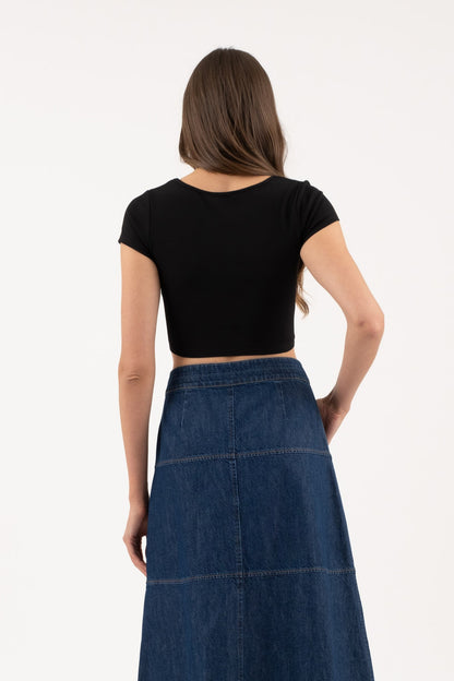 CT 2867 - Short Sleeve Corset Crop Top