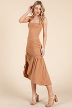 DD 1323 - Ruched Midi Slit Dress