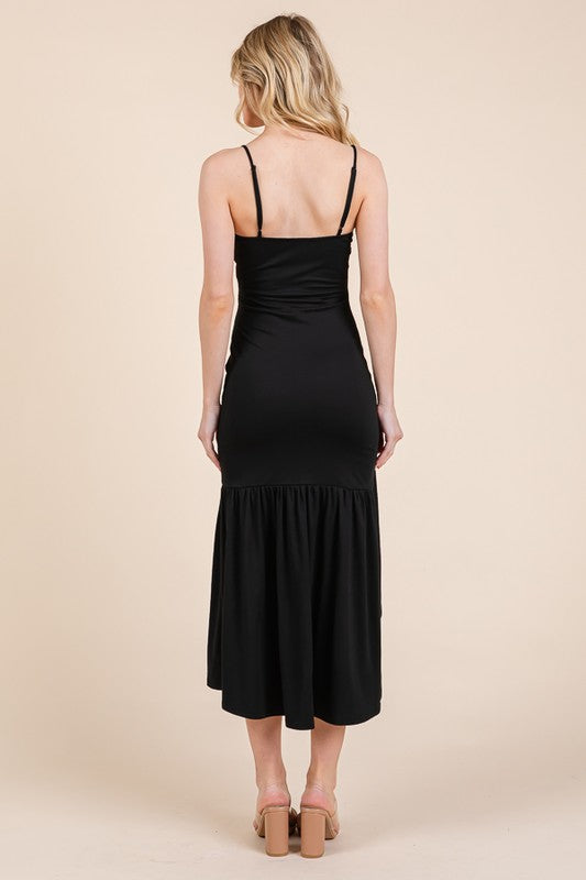 DD 1323 - Ruched Midi Slit Dress