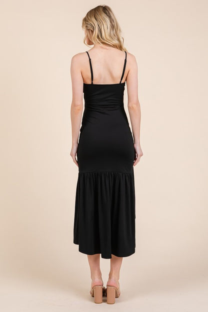 DD 1323 - Ruched Midi Slit Dress