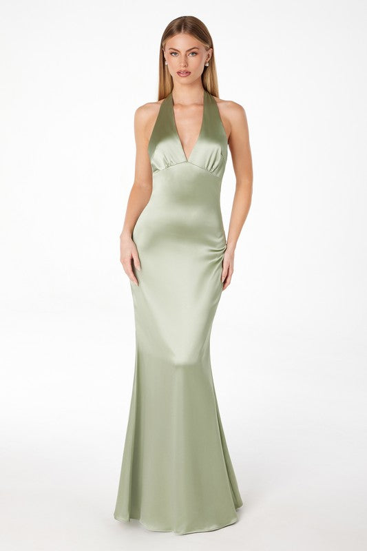 GOWN 418 - Satin Halter Dress