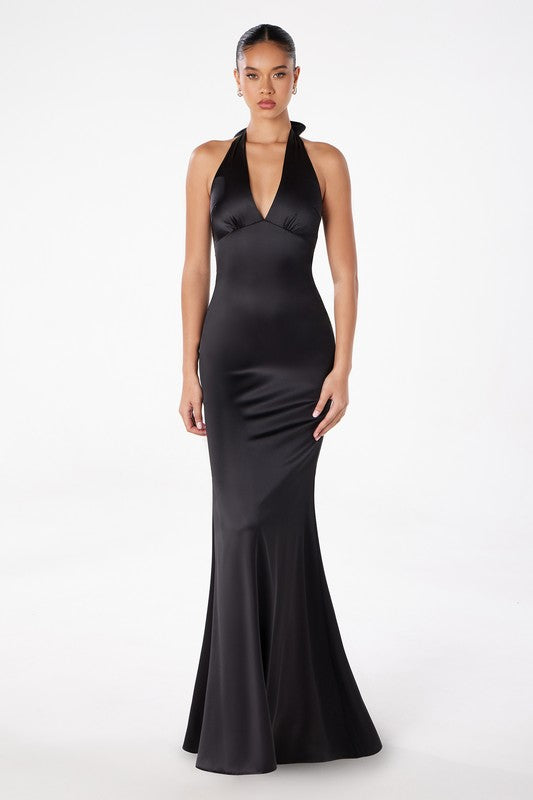 GOWN 418 - Satin Halter Dress