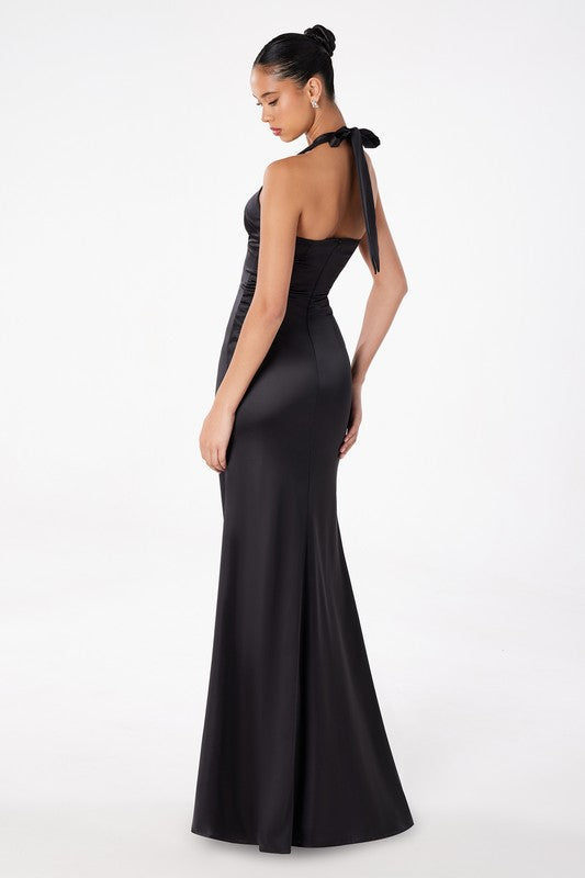 GOWN 418 - Satin Halter Dress