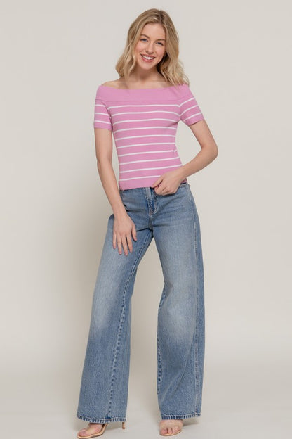 SWT 028 - Off Shoulder Spring Sweater