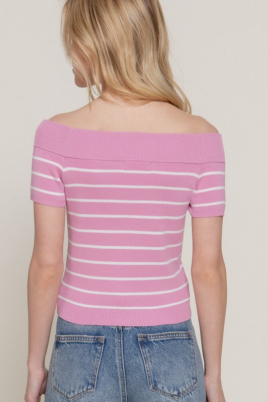 SWT 028 - Off Shoulder Spring Sweater