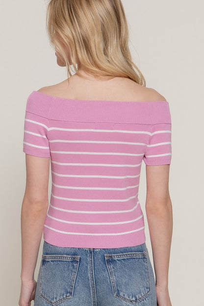 SWT 028 - Off Shoulder Spring Sweater