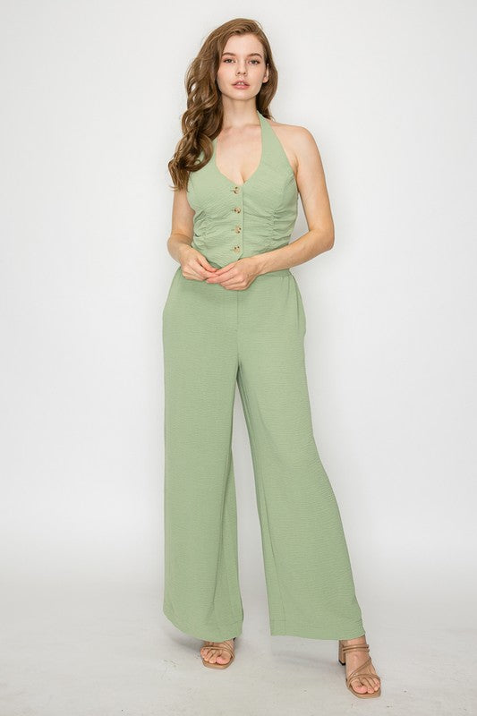 SET 020 - Halter Smocking Vest Top