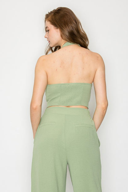 SET 020 - Halter Smocking Vest Top