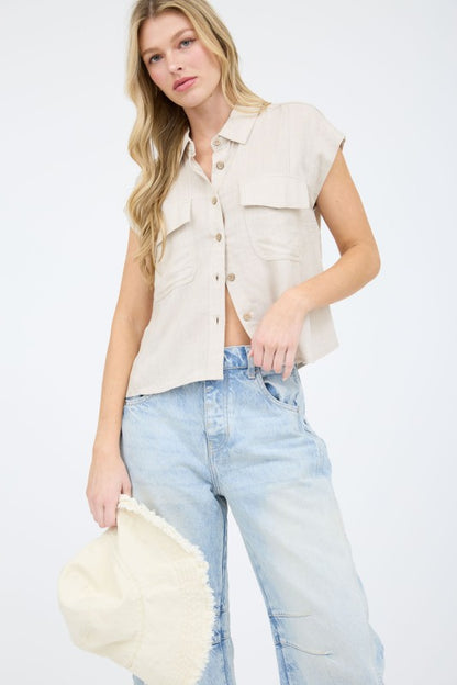 CT 2800 - Boxy Collared Linen Shirt