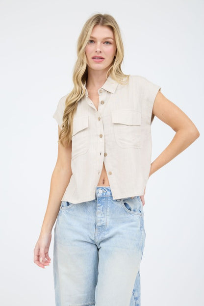 CT 2800 - Boxy Collared Linen Shirt
