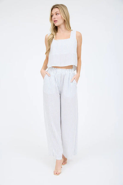 SET 061 - Wide Leg Pinstripe Pants
