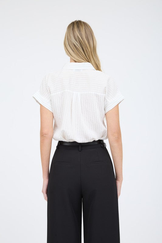 DT 1883 - Collared Short Sleeve Pinstripe Shirt