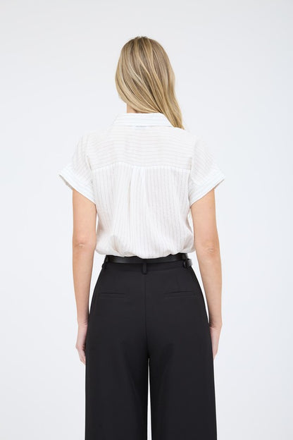 DT 1883 - Collared Short Sleeve Pinstripe Shirt