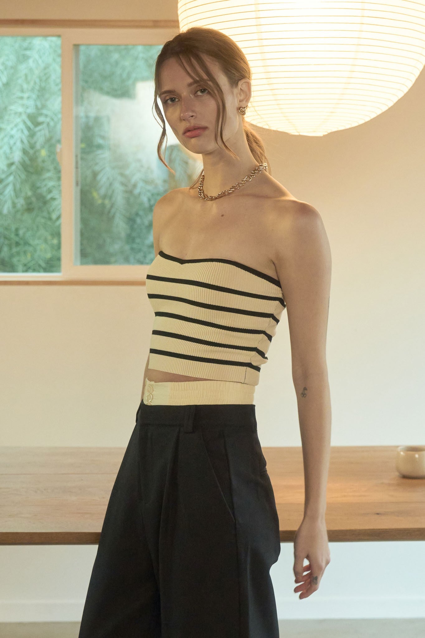 CT 2846 - Striped Strapless Crop Top