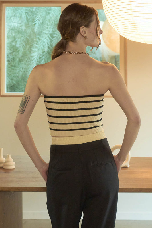CT 2846 - Striped Strapless Crop Top