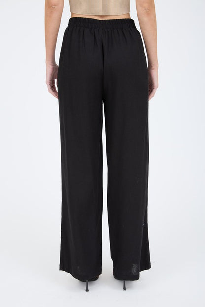 P 761 - High Waist Front Pleat Linen Pants