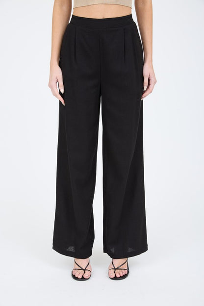 P 761 - High Waist Front Pleat Linen Pants