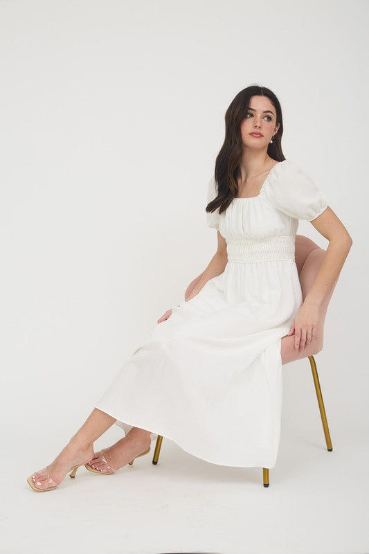 CD 3725 - Smocked Waist Midi Dress