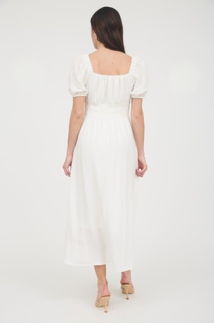 DD 1447 - Smocked Waist Balloon Sleeve Midi Dress