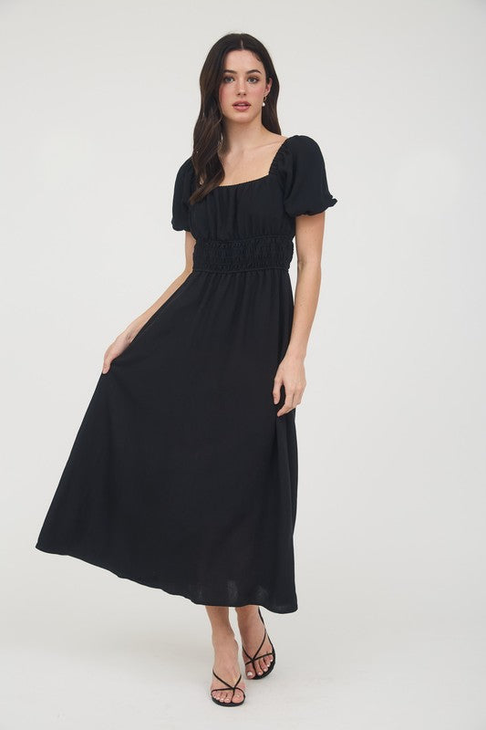 CD 3725 - Smocked Waist Midi Dress