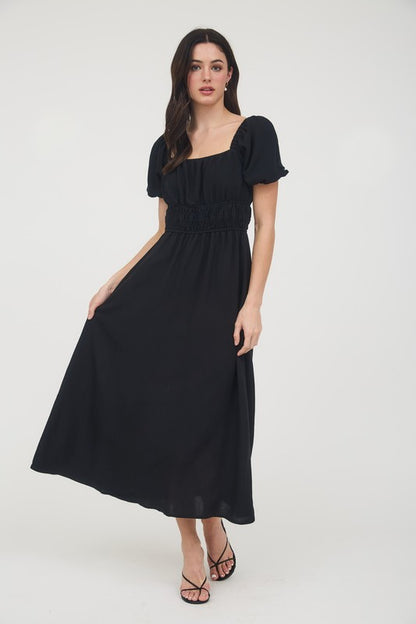 CD 3725 - Smocked Waist Midi Dress