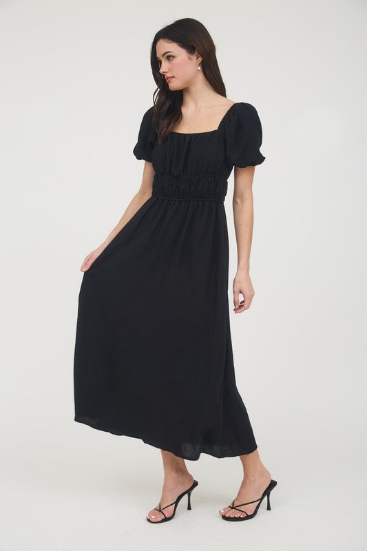 CD 3725 - Smocked Waist Midi Dress