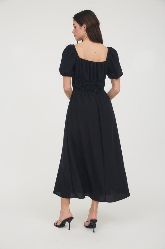 CD 3725 - Smocked Waist Midi Dress