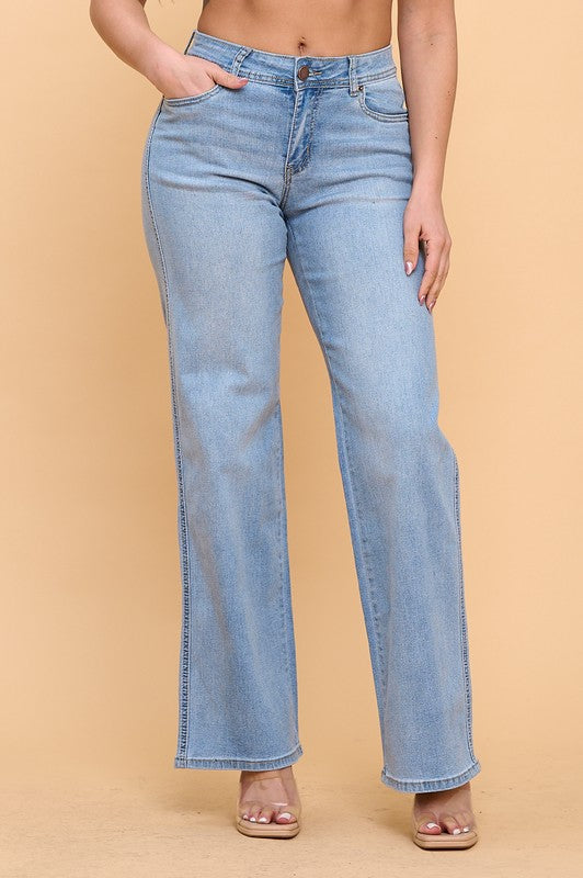 P 808 - Mid Rise Wide Leg Stretchy Jeans