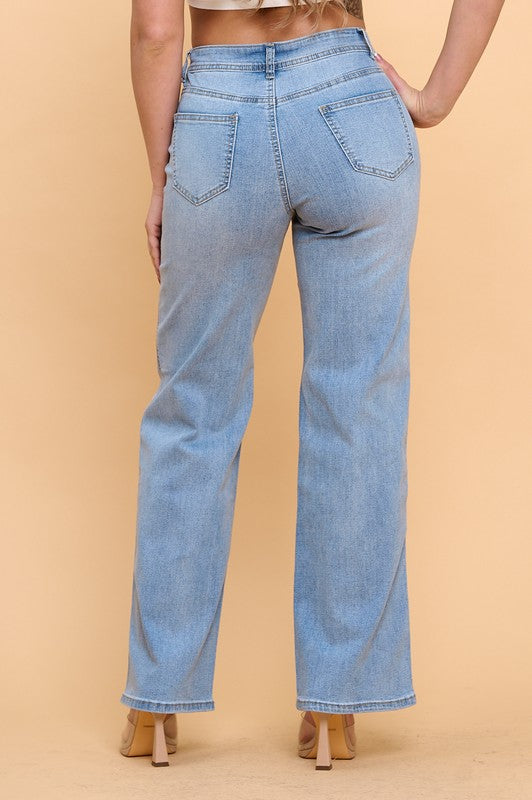 P 808 - Mid Rise Wide Leg Stretchy Jeans