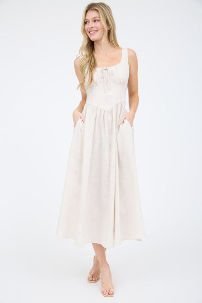 LD 625 - Sleeveless Corset Midi Dress