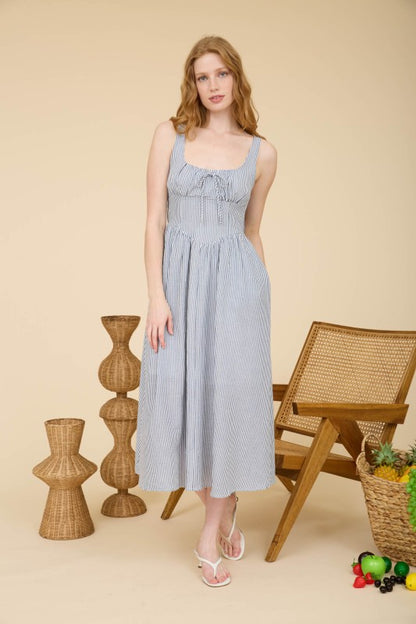 LD 625 - Sleeveless Corset Midi Dress