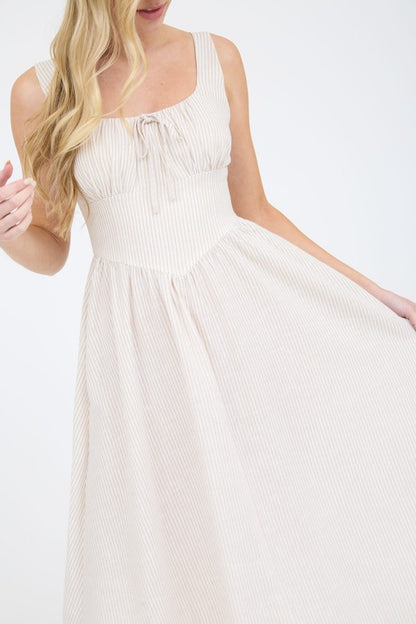 LD 625 - Sleeveless Corset Midi Dress