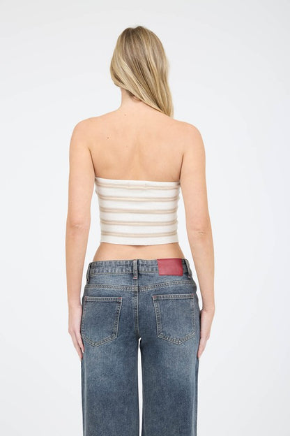 CT 2816 - Strapless Sweater Knit Crop Top