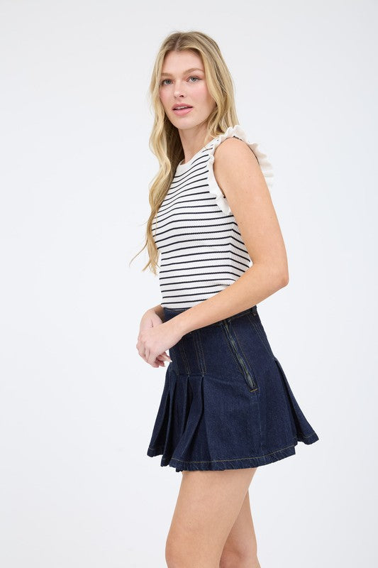 DT 1884 - Ruffle Trim Pullover Sweater