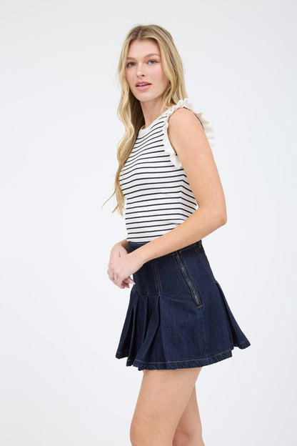 DT 1884 - Ruffle Trim Pullover Sweater