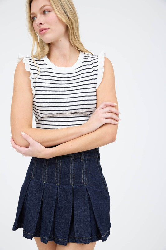 DT 1884 - Ruffle Trim Pullover Sweater